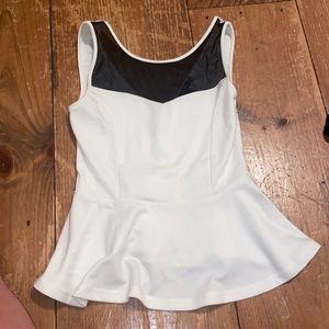 FOREVER 21 - White & Black Peplum Shirt (Size S)